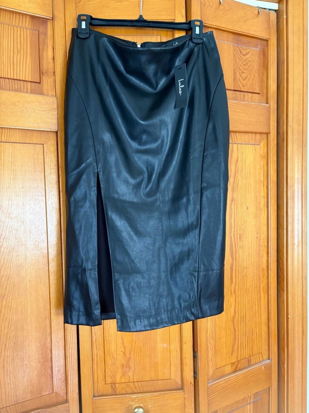 Lulu's Lovely Black Faux Leather Pencil Skirt